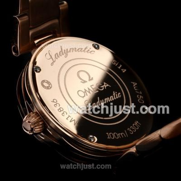 Omega Ladymatic Diamond Markers Full Rose Gold with White Dial-Lady Size(Gift Boxes Included)