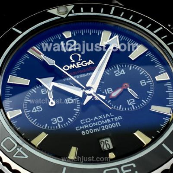 Omega Seamaster Working Chronograph Ceramic Bezel Stick Markers with Black Dial S/S