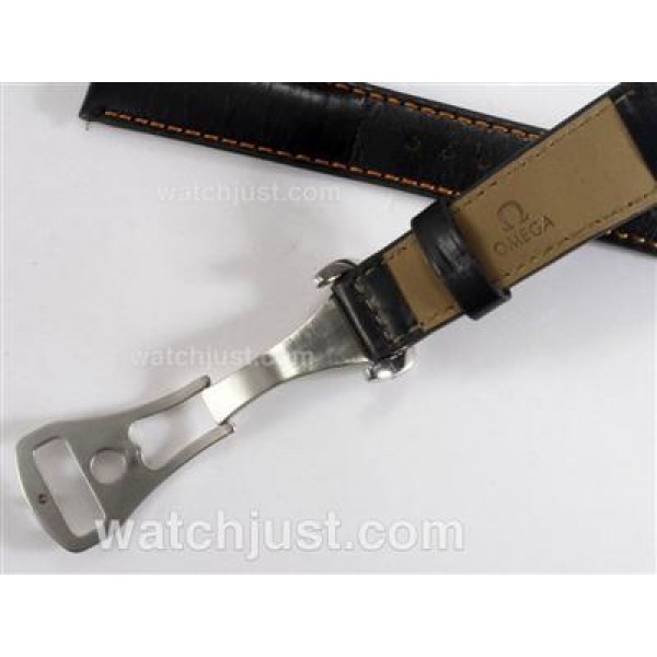 Omega Leather Strap with Deployment Buckle