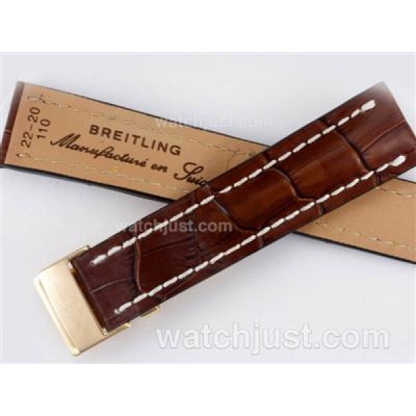 Breitling Leather Strap with Deployment Buckle for Asia Valjoux 7750 Version-22mm
