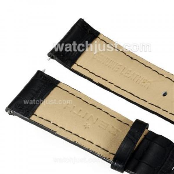 Zenith Black Leather Strap with PVD Buckle