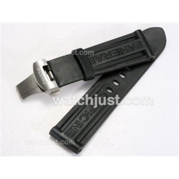 Panerai Black Rubber Strap with Deployment Buckle For Swiss Valjoux 7750 Movement Model