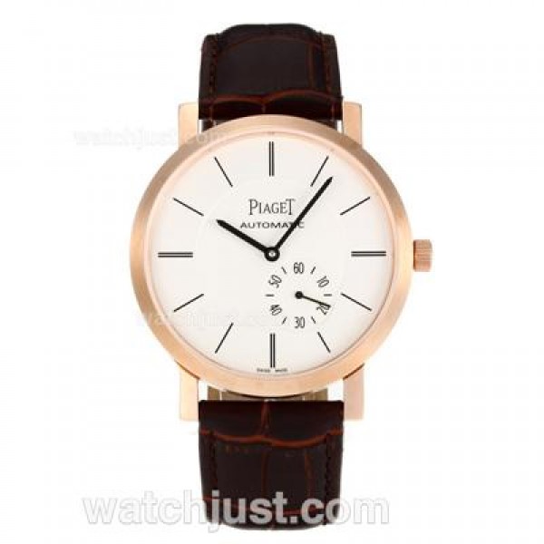 Piaget Altiplano Automantic Rose Gold Case with White Dial-Leather Strap