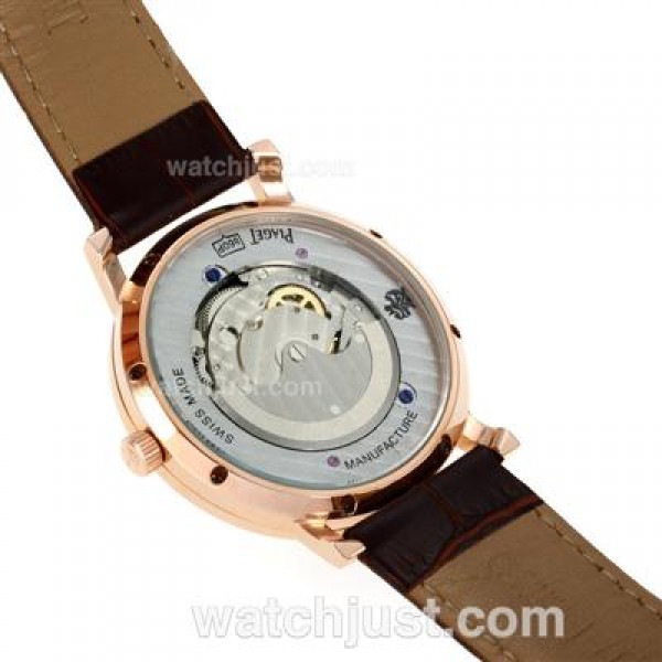 Piaget Altiplano Automantic Rose Gold Case with White Dial-Leather Strap