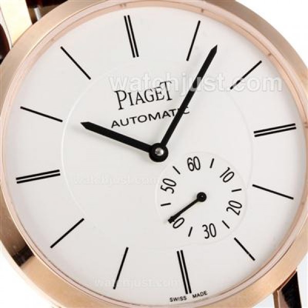 Piaget Altiplano Automantic Rose Gold Case with White Dial-Leather Strap