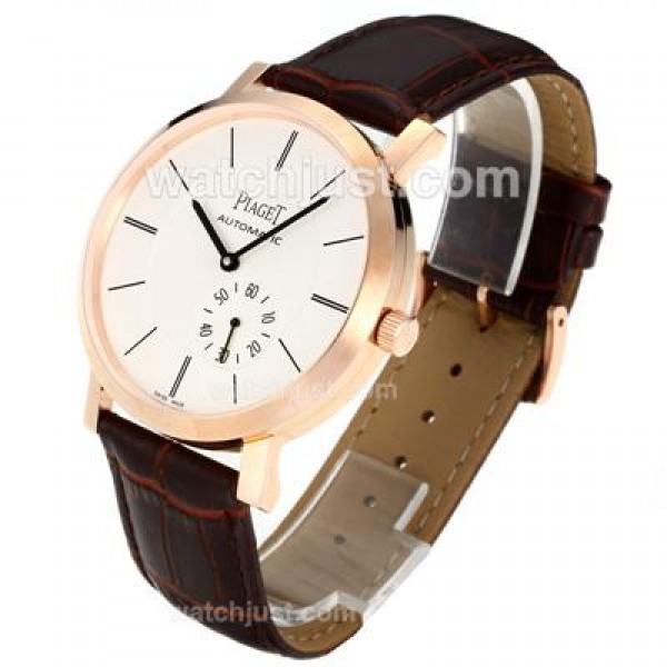 Piaget Altiplano Automantic Rose Gold Case with White Dial-Leather Strap