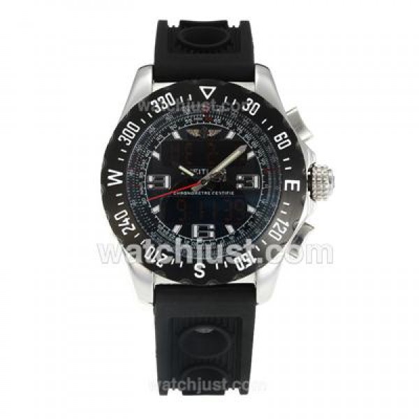 Breitling Emergency Digital Player Black Bezel with Black Dial-Rubber Strap