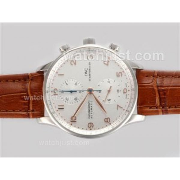 IWC Portuguese Chronograph Swiss Valjoux 7750 Movement with White Dial