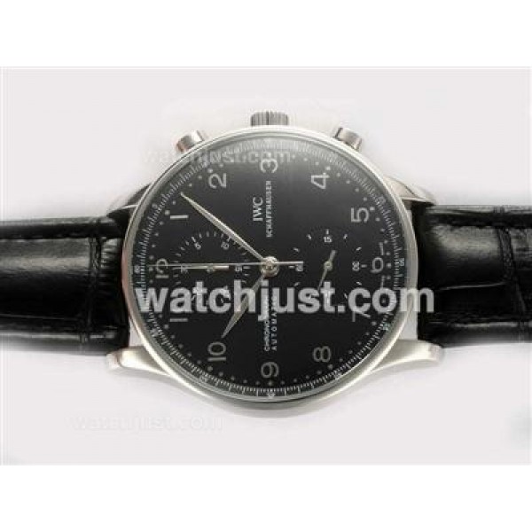 IWC Portuguese Chronograph Swiss Valjoux 7750 Movement with Black Dial