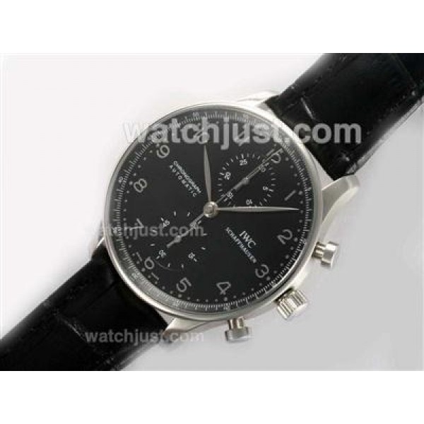 IWC Portuguese Chronograph Swiss Valjoux 7750 Movement with Black Dial