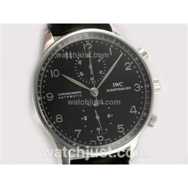 IWC Portuguese Chronograph Swiss Valjoux 7750 Movement with Black Dial