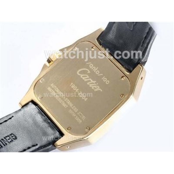 Cartier Santos 100 Automatic Gold Case with White Dial