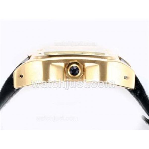 Cartier Santos 100 Automatic Gold Case with White Dial