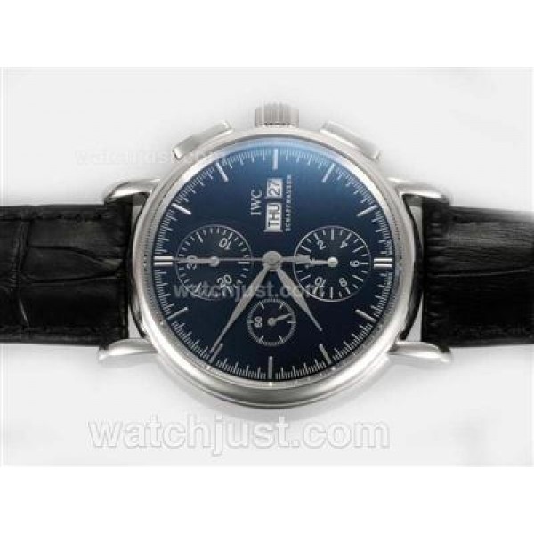 IWC Portofino Chronograph Swiss Valjoux 7750 Movement AR Coating with Black Dial