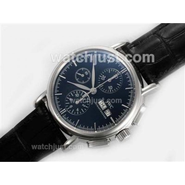IWC Portofino Chronograph Swiss Valjoux 7750 Movement AR Coating with Black Dial