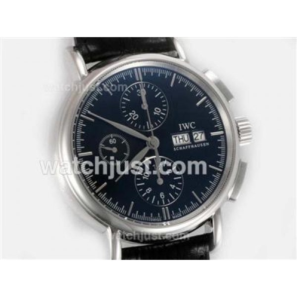 IWC Portofino Chronograph Swiss Valjoux 7750 Movement AR Coating with Black Dial