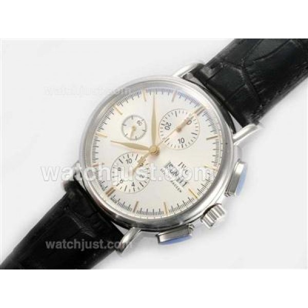 IWC Portofino Chronograph Swiss Valjoux 7750 Movement AR Coating with White Dial