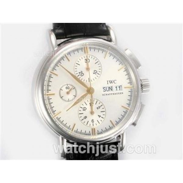 IWC Portofino Chronograph Swiss Valjoux 7750 Movement AR Coating with White Dial