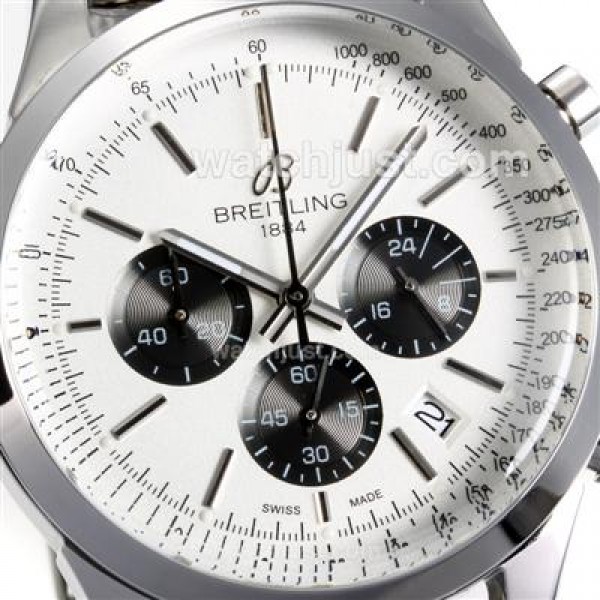 Breitling Transocean Working Chronograph Stick Markers with White Dial S/S-Same Chassis as 7750 Version-High Quality