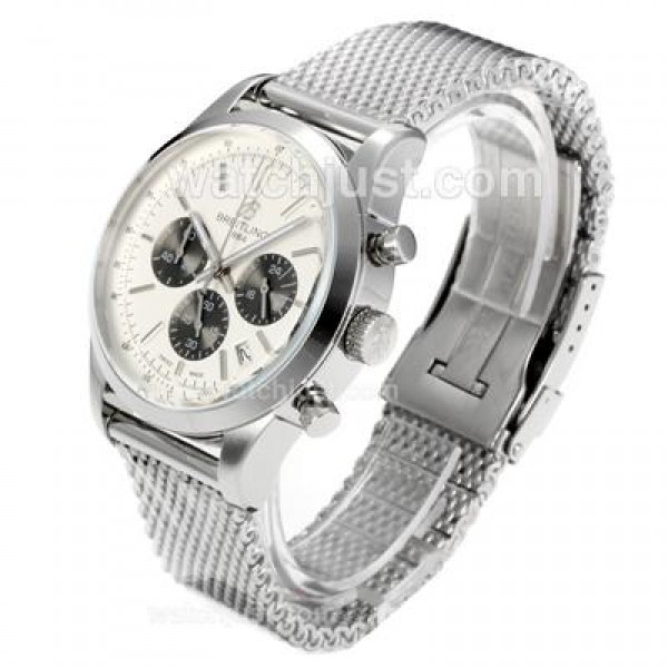 Breitling Transocean Working Chronograph Stick Markers with White Dial S/S-Same Chassis as 7750 Version-High Quality