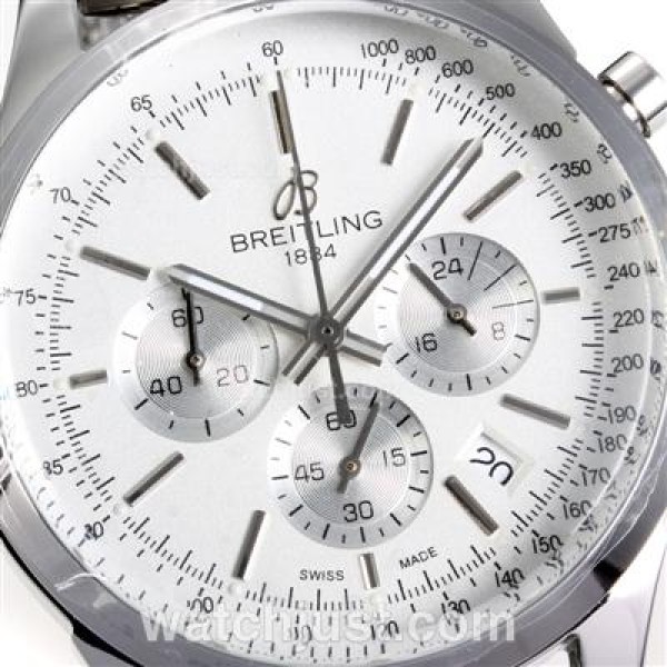 Breitling Transocean Working Chronograph Stick Markers with White Dial S/S-Same Chassis as 7750 Version-High Quality
