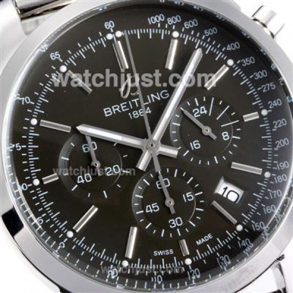 Breitling Transocean Working Chronograph Stick Markers with Dark Grey Dial S/S-Same Chassis as 7750 Version-High Quality