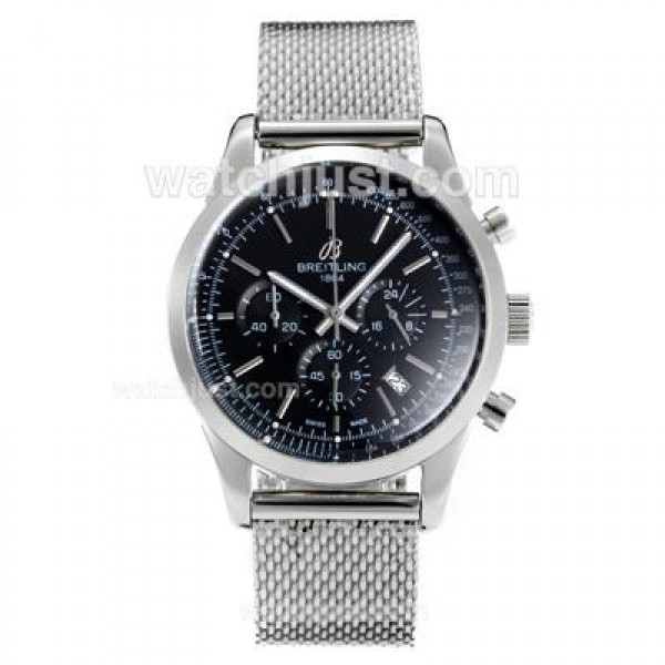 Breitling Transocean Working Chronograph Stick Markers with Black Dial S/S-Same Chassis as 7750 Version-High Quality