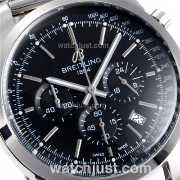 Breitling Transocean Working Chronograph Stick Markers with Black Dial S/S-Same Chassis as 7750 Version-High Quality