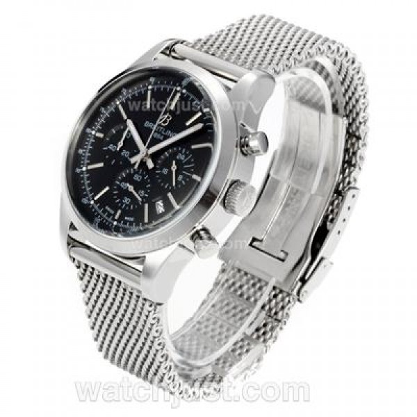 Breitling Transocean Working Chronograph Stick Markers with Black Dial S/S-Same Chassis as 7750 Version-High Quality