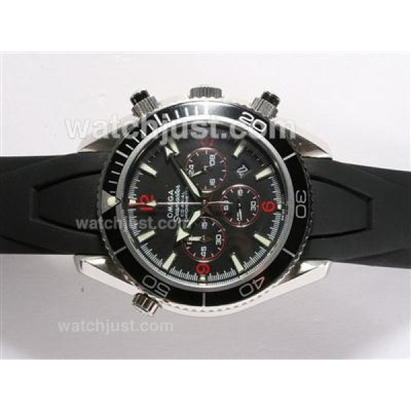 Omega Seamaster Planet Ocean Working Chronograph with Black Bezel and Dial