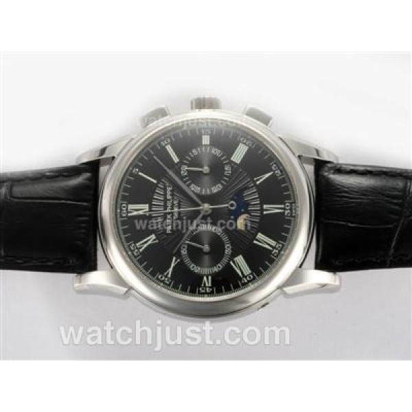 Patek Philippe Classic Chronograph Lemania Movement Moonphase with Black Dial