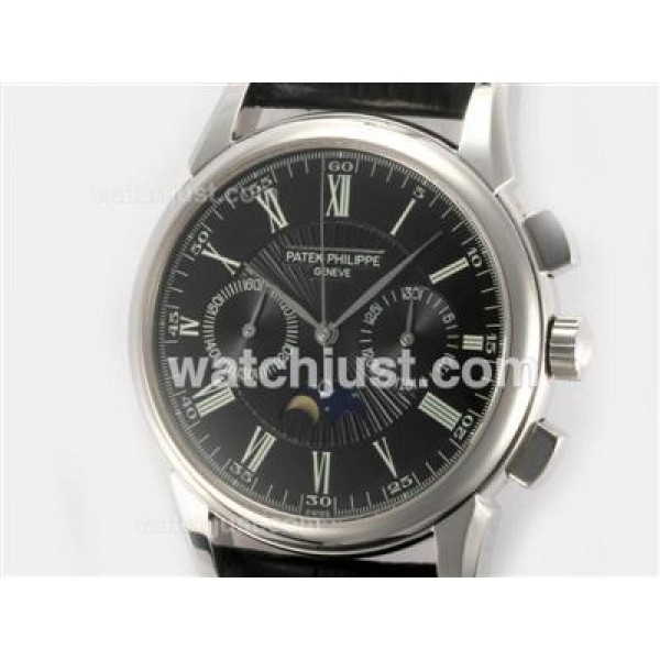 Patek Philippe Classic Chronograph Lemania Movement Moonphase with Black Dial