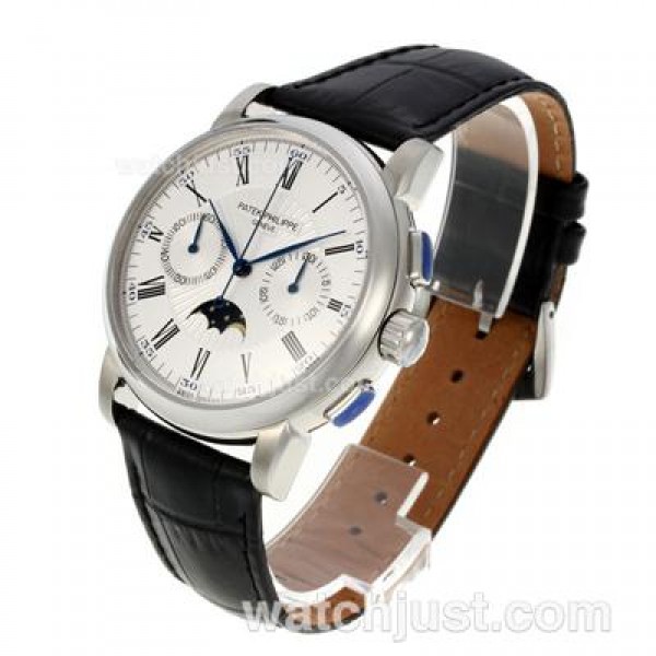 Patek Philippe Classic Chronograph Lemania Movement Moonphase with White Dial