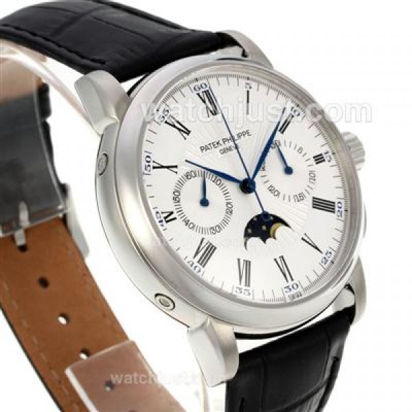 Patek Philippe Classic Chronograph Lemania Movement Moonphase with White Dial