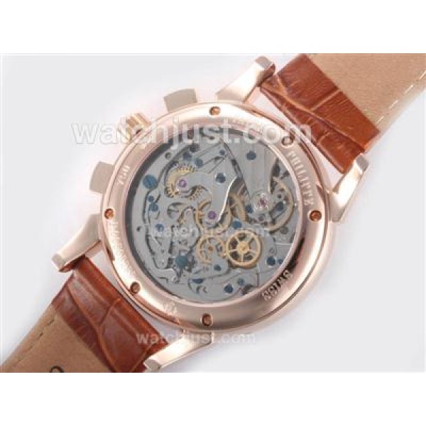 Patek Philippe Classic Chronograph Lemania Movement Rose Gold Case with White Dial