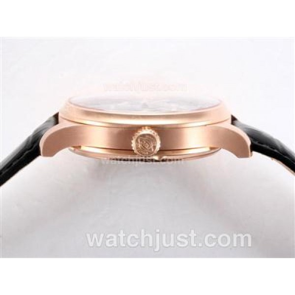 IWC Portugese 7 Days Working Power Reserve-21600bph Rose Gold Case with Black Dial