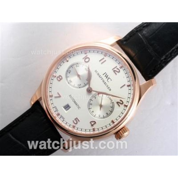 IWC Portugese 7 Days Working Power Reserve-21600bph Rose Gold Case with White Dial
