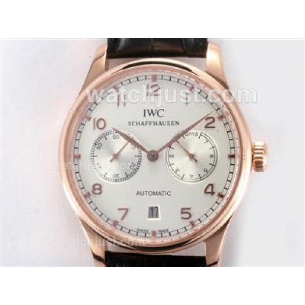 IWC Portugese 7 Days Working Power Reserve-21600bph Rose Gold Case with White Dial