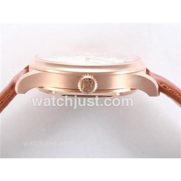 IWC Portugese 7 Days Working Power Reserve-21600bph Rose Gold Case with White Dial