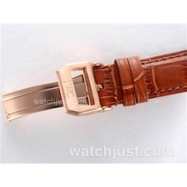 IWC Portugese 7 Days Working Power Reserve-21600bph Rose Gold Case with White Dial