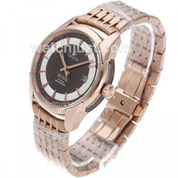 Omega Hour Vision See Thru Case Automatic Full Rose Gold with Brown Dial