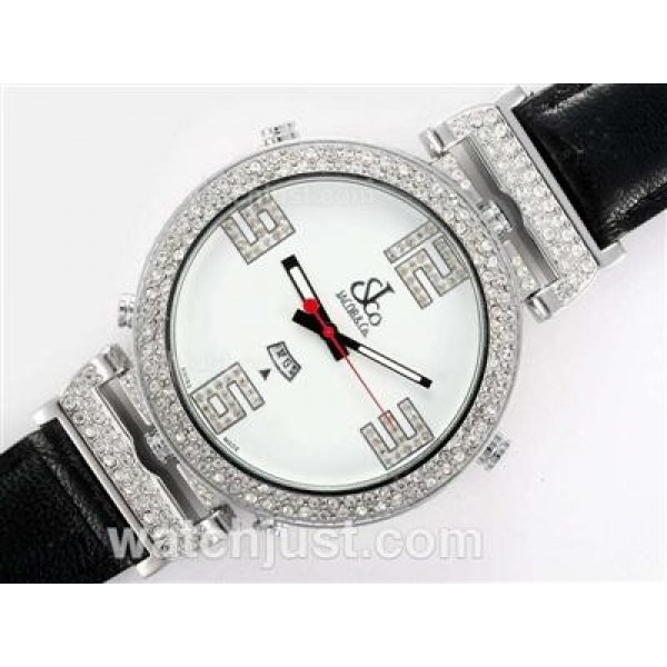 Jacob & Co Classic Five Time Zone Diamond Bezel with White Dial-Double Dial