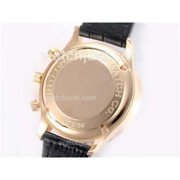 IWC Portugieser Chronograph Swiss Valjoux 7750 Movement Gold Case with Black Dial