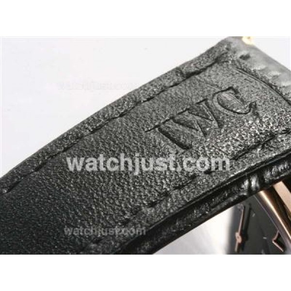 IWC Portugieser Chronograph Swiss Valjoux 7750 Movement Gold Case with Black Dial