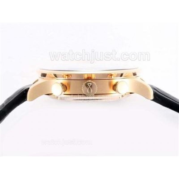 IWC Portugieser Chronograph Swiss Valjoux 7750 Movement Gold Case with Black Dial