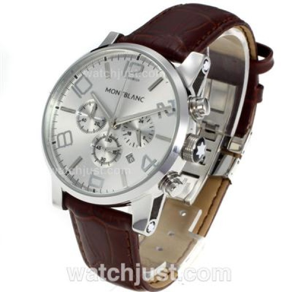 Montblanc Time Walker Working Chronograph with White Dial-Leather Strap