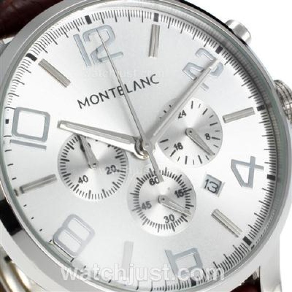Montblanc Time Walker Working Chronograph with White Dial-Leather Strap