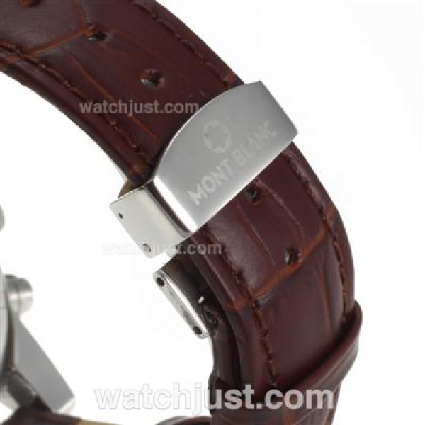 Montblanc Time Walker Working Chronograph with White Dial-Leather Strap
