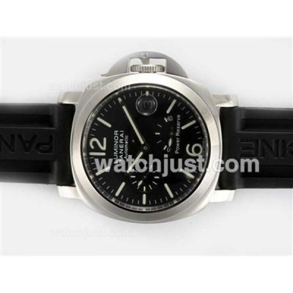 Panerai Luminor Working Power Reserve Swiss Valjoux 7750 Movement Black Dial with Rubber Strap