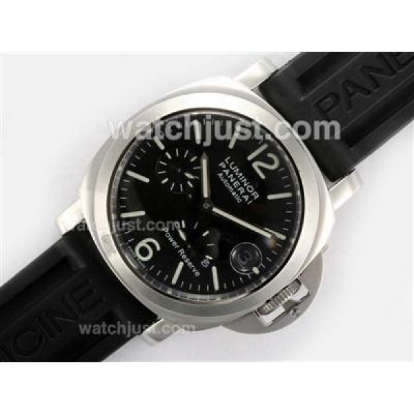 Panerai Luminor Working Power Reserve Swiss Valjoux 7750 Movement Black Dial with Rubber Strap